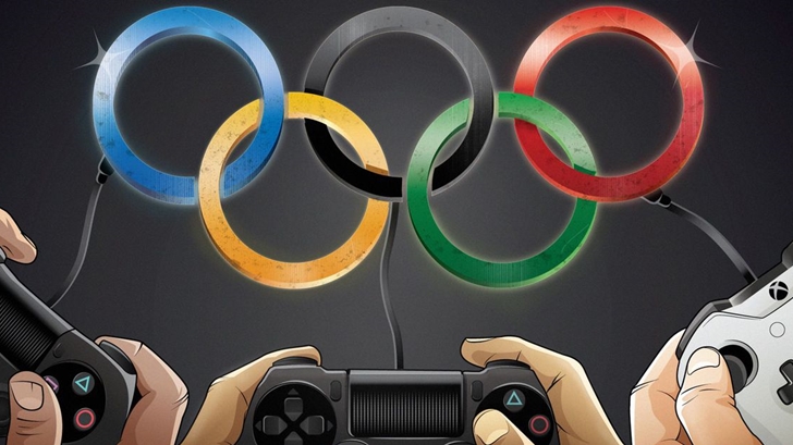 olimpiyat logosu ve oyun konsolları